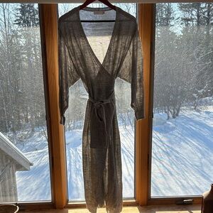 MARBLE Gray Knit Women's Wrap Midi Dress